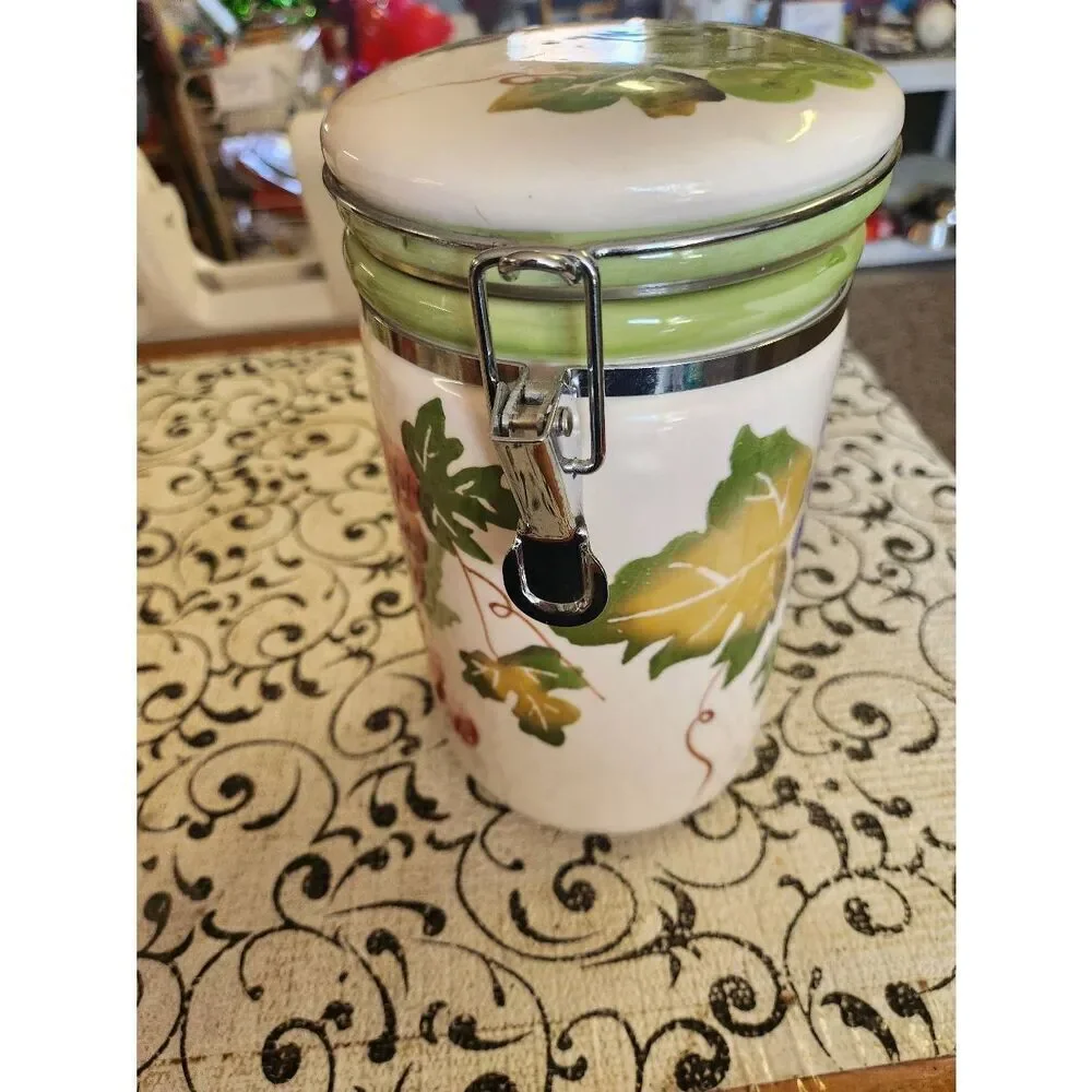 Ceramic Grape  Design Canister